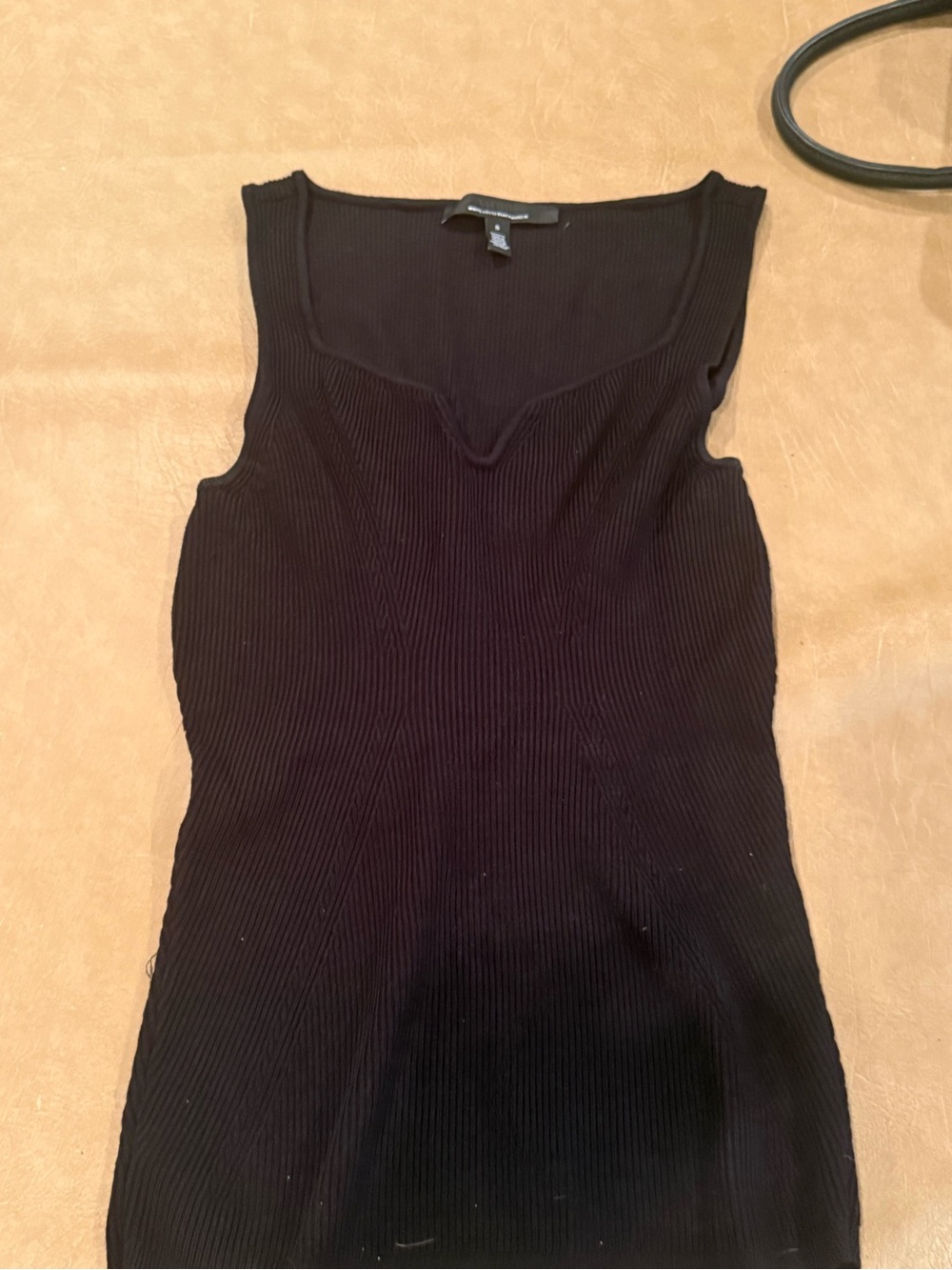 Black Ribbed V-Neck Tank